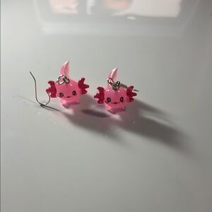 Pink Axolotl Earrings